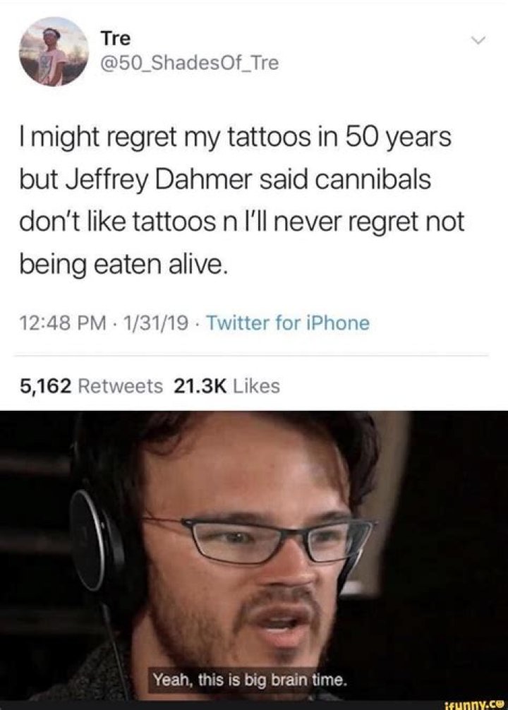 I don't regret my $2,000 Ted Bundy, Jeffrey Dahmer tattoos